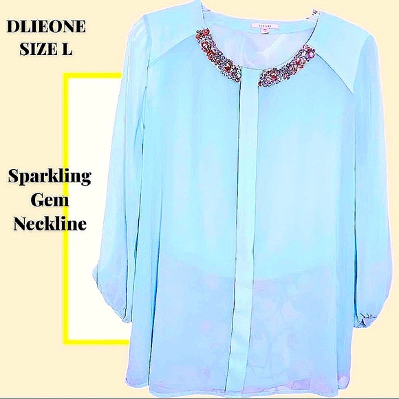 DLIEONE SPARKLING REAL GEM STONE ADORNED COLLAR SZ LRG PALE BLUE, SHEER UNIQUE🤩 - Picture 7 of 12